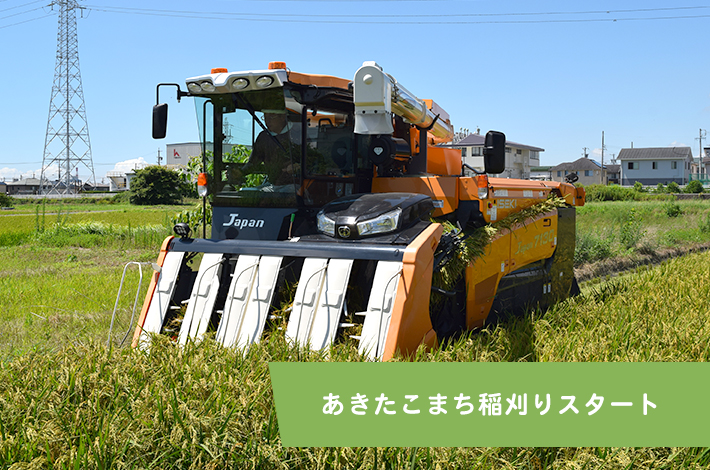 あきたこまち稲刈りスタート